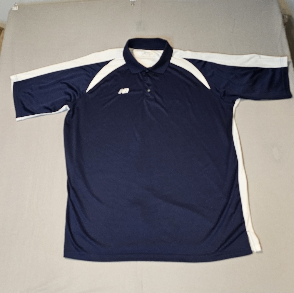 New Balance Men's Polo Shirt in Navy and White Size 2XL‎
